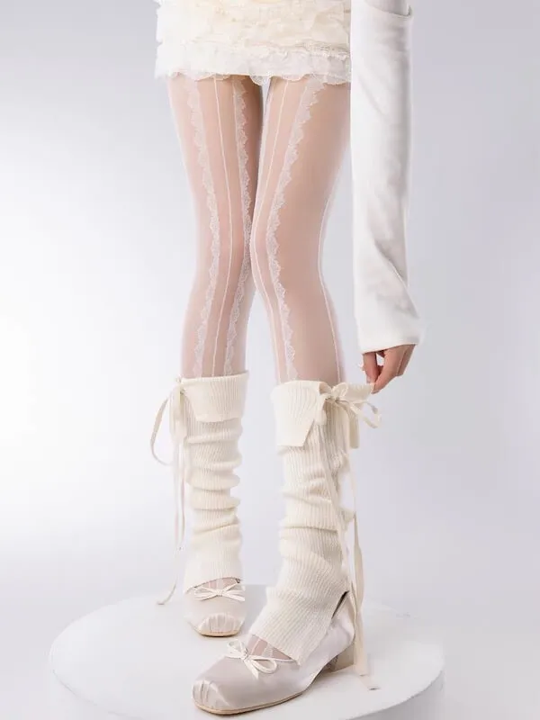 Soft ribbon ballet leg warmers