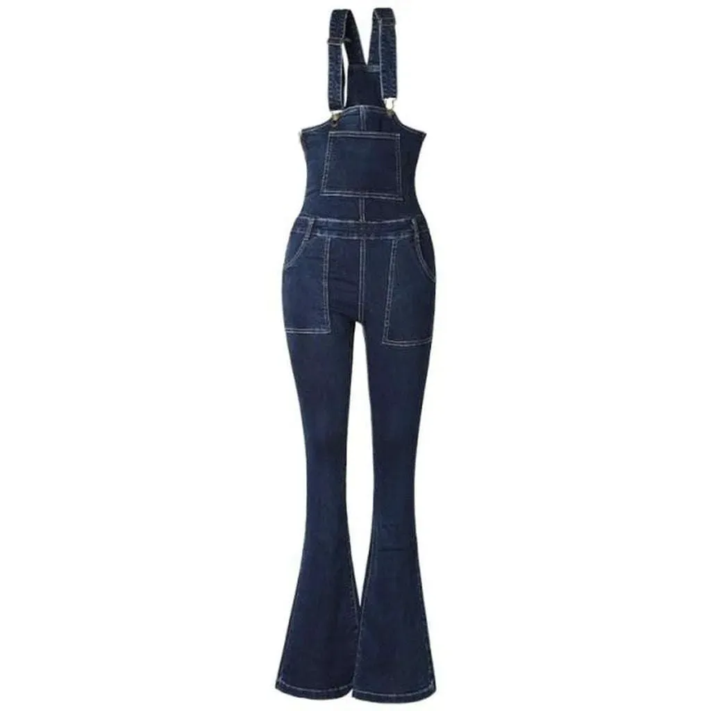 Stonewashed denim overall for women