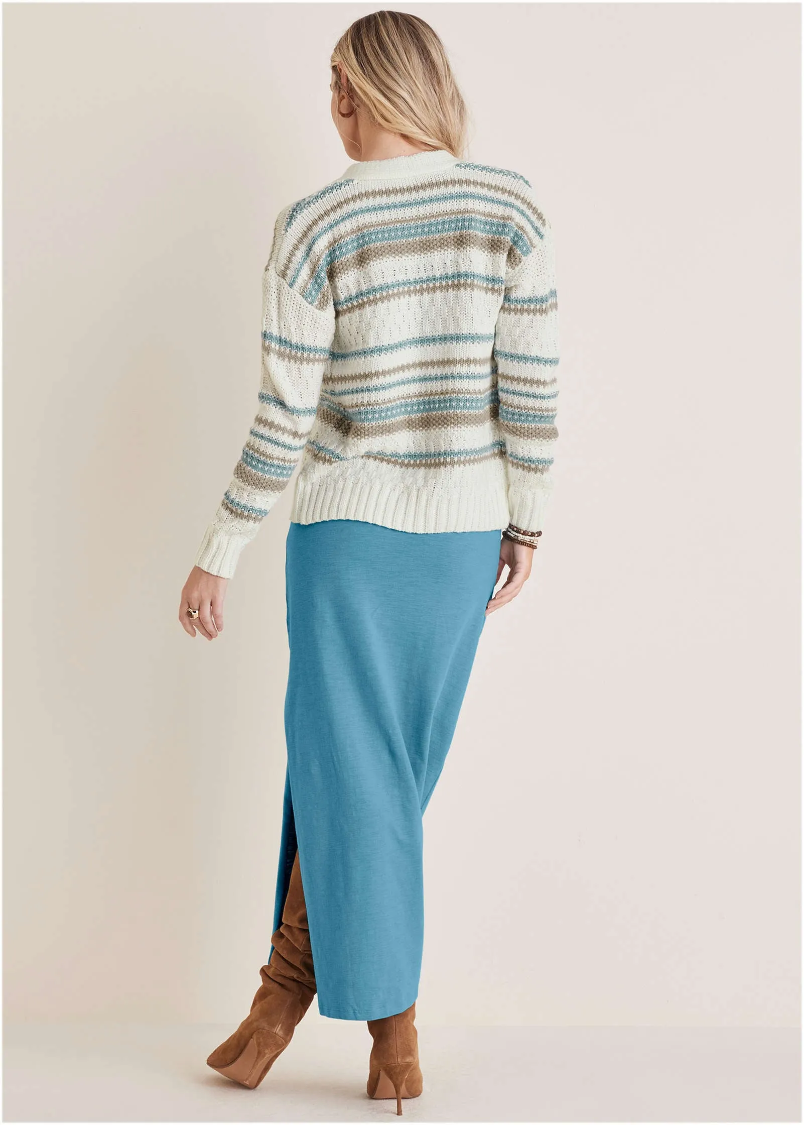 Stripe Cardigan - Light Blue Stripes