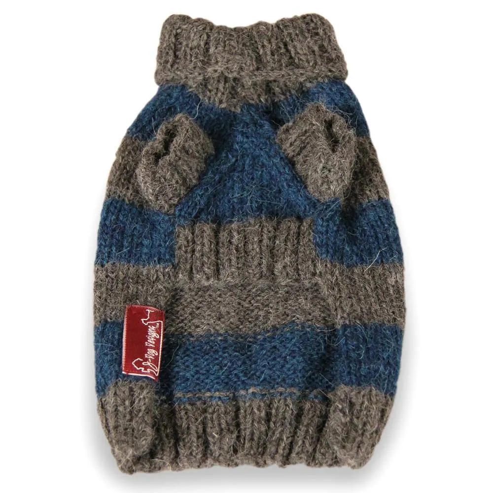 Striped Dog Sweater Blue And Gray Small