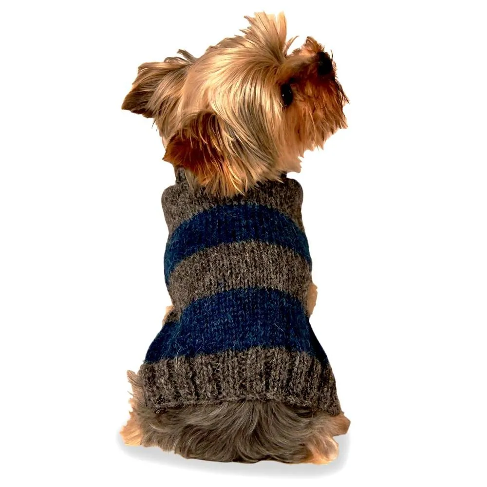 Striped Dog Sweater Blue And Gray Small