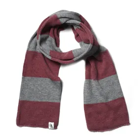 Striped Knit Scarf (Heather Red & Grey)