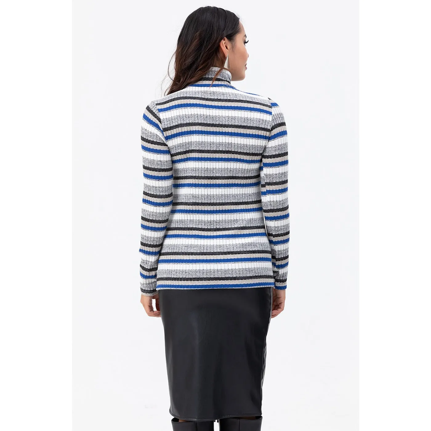 Stripes Turtleneck Knitwear Blouse