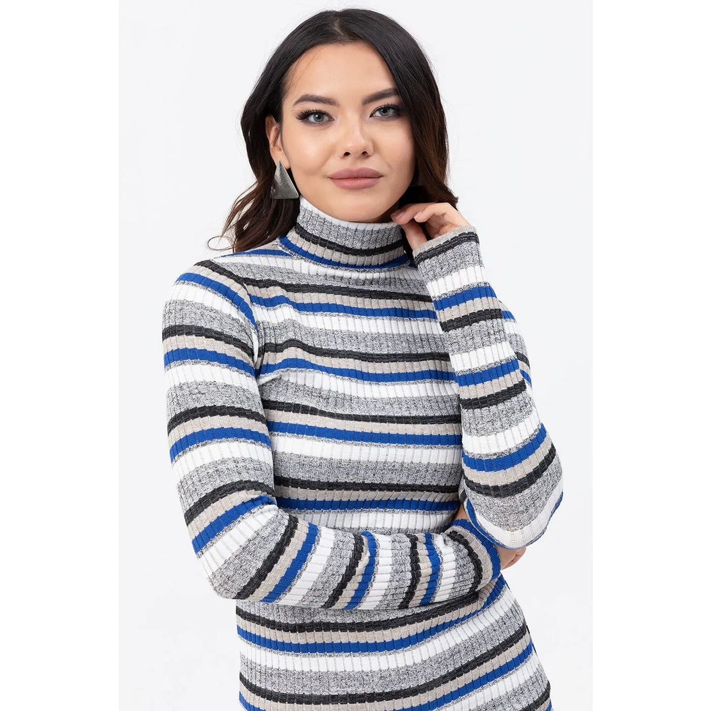 Stripes Turtleneck Knitwear Blouse