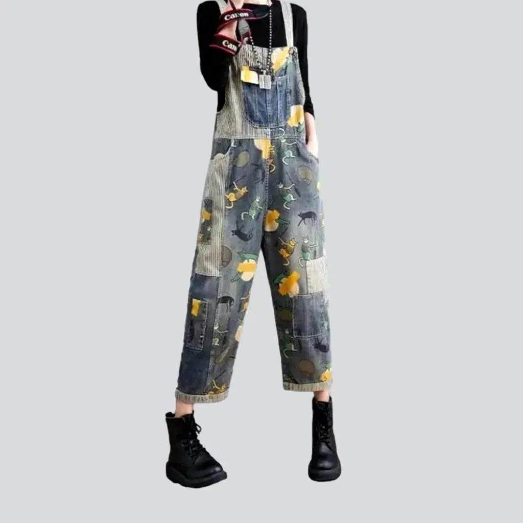 Stylish vintage women's jean overall