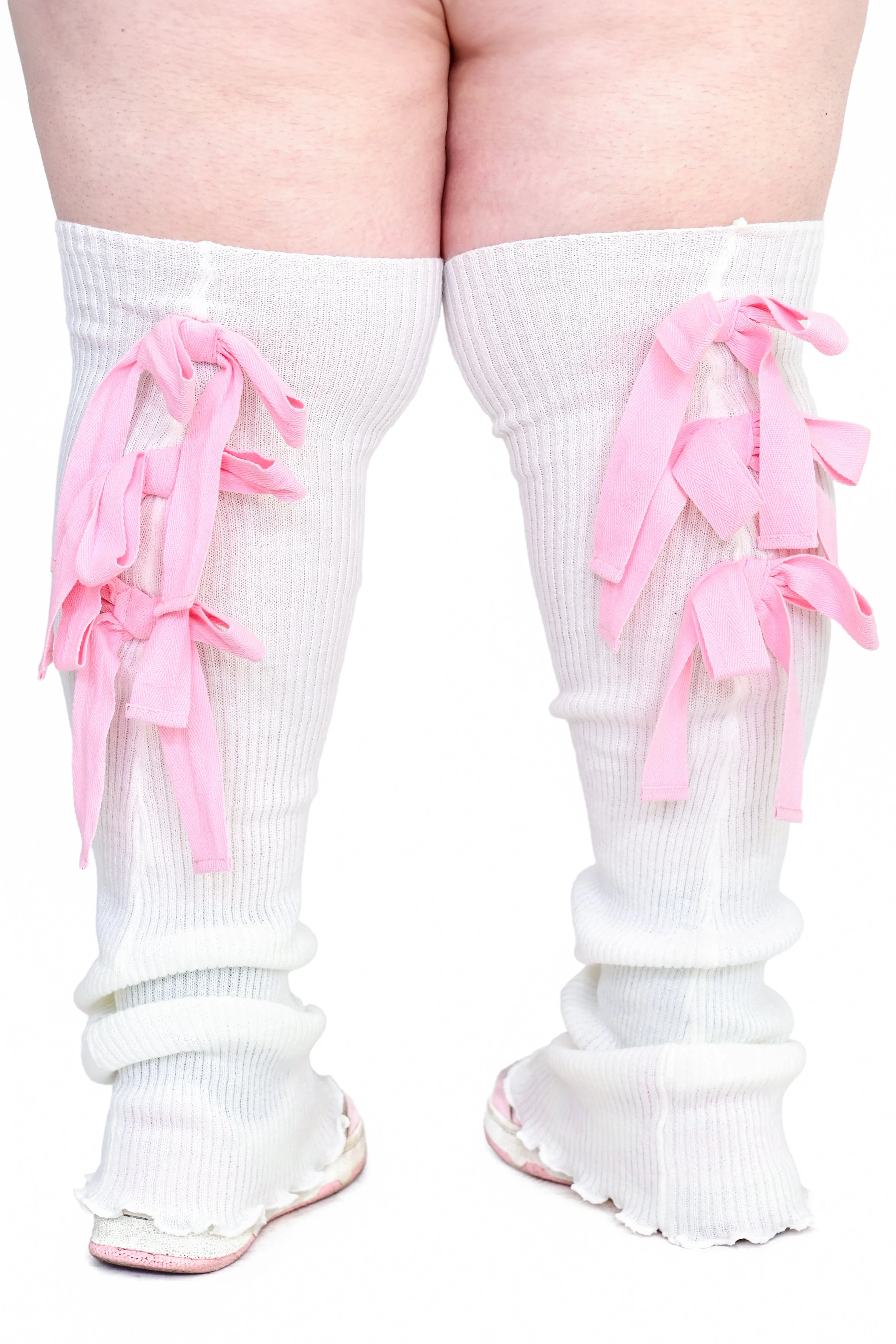 Sugar Ribbon Leg Warmers - White