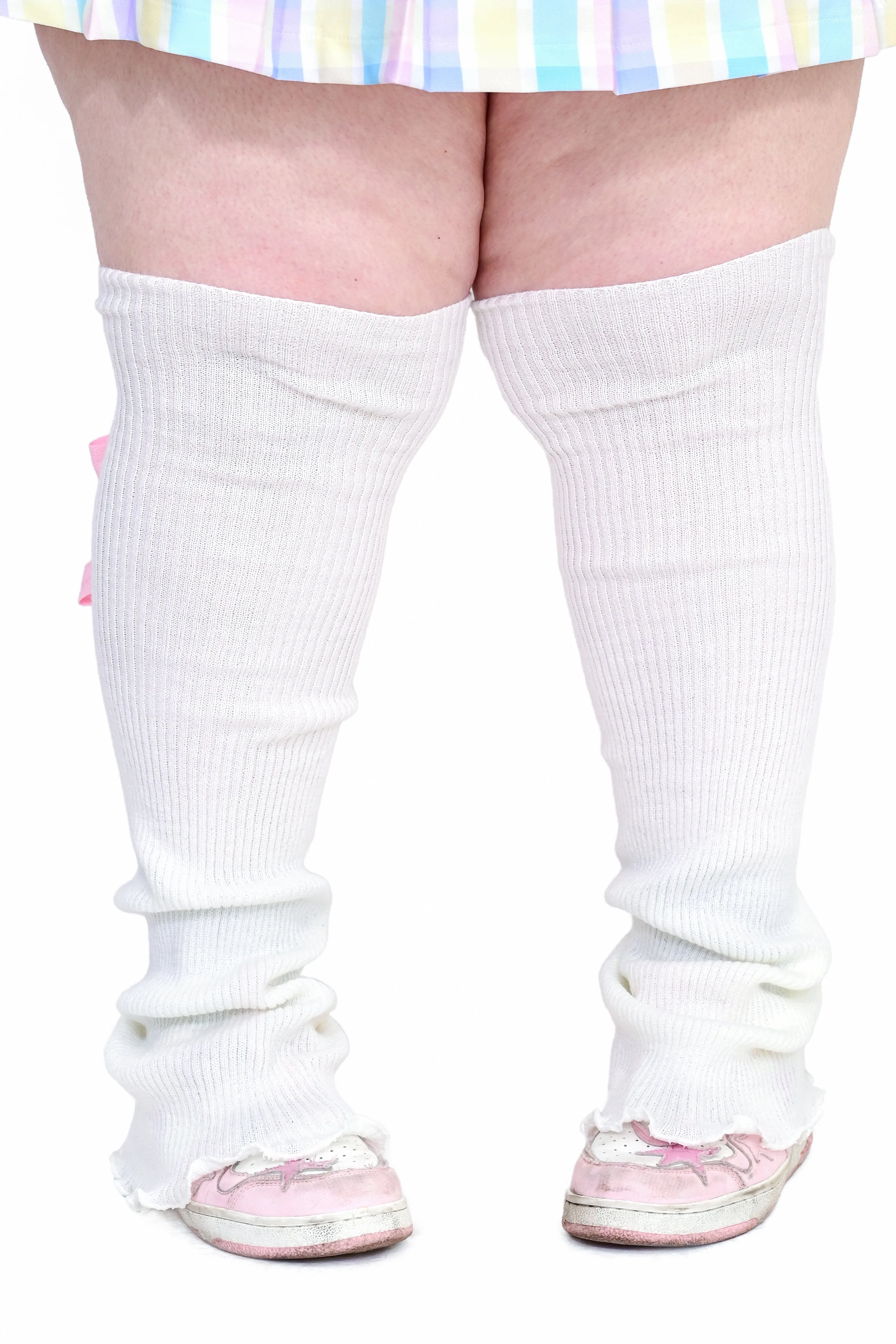 Sugar Ribbon Leg Warmers - White