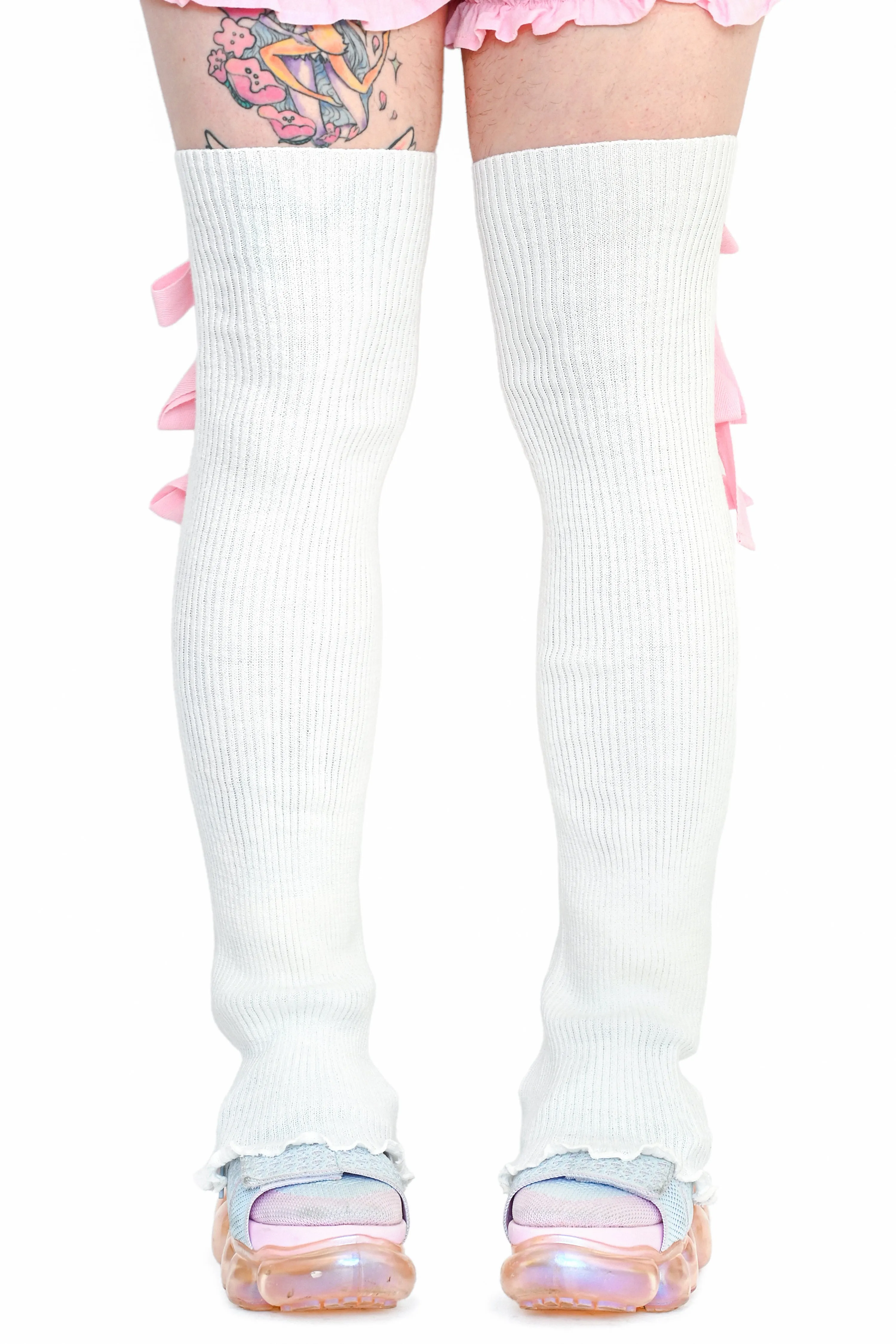 Sugar Ribbon Leg Warmers - White