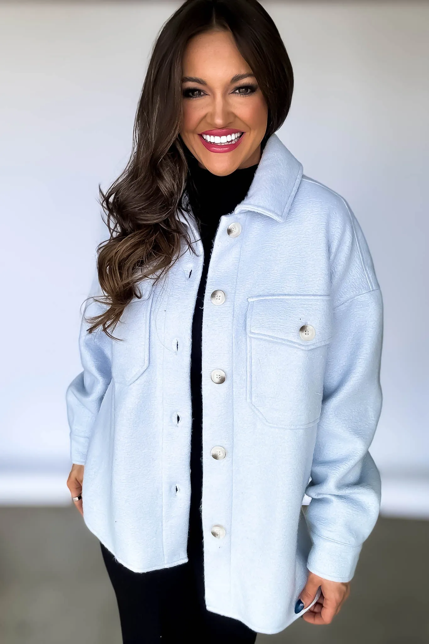 Super Soft Oversized Heather Blue Grey Shacket