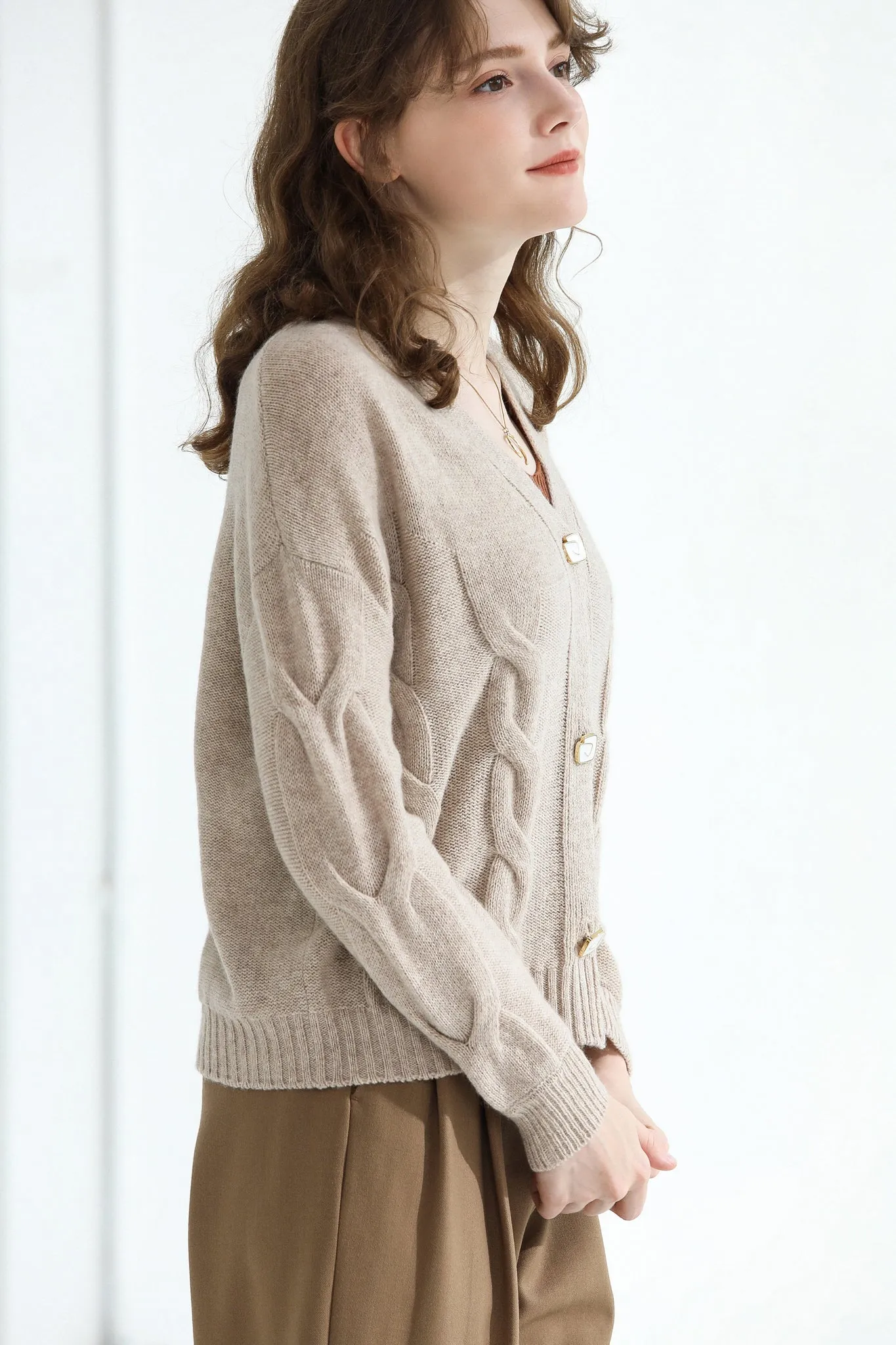 Sylphide | Calah Khaki Cashmere Cardigan