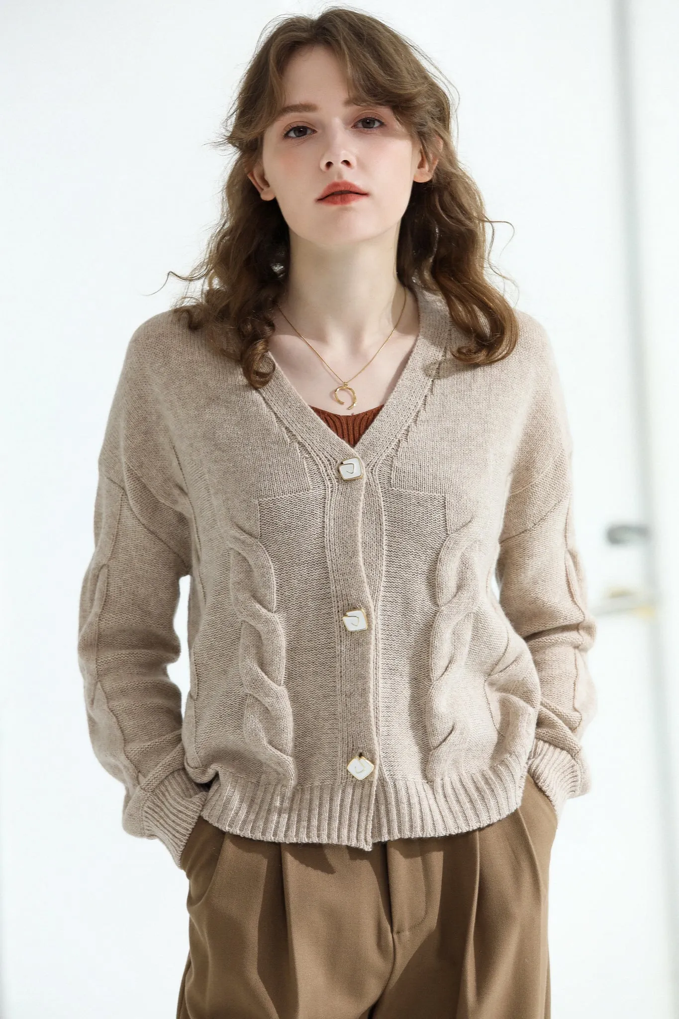 Sylphide | Calah Khaki Cashmere Cardigan