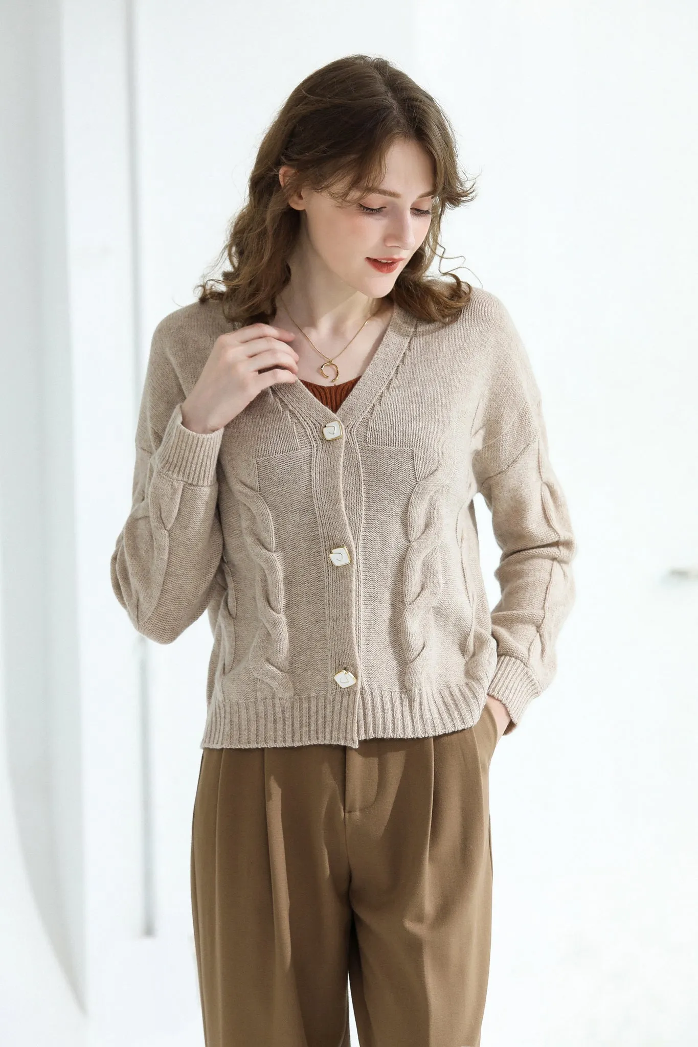 Sylphide | Calah Khaki Cashmere Cardigan