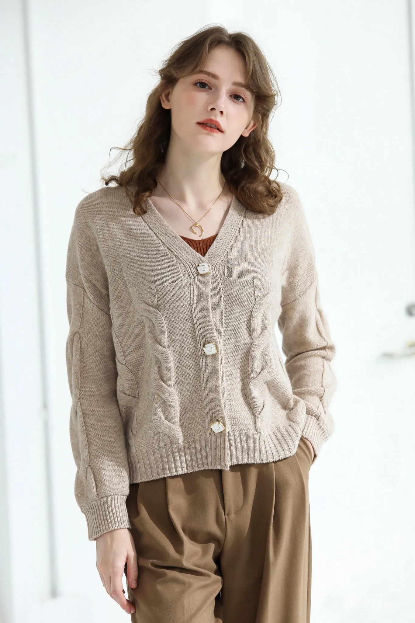 Sylphide | Calah Khaki Cashmere Cardigan