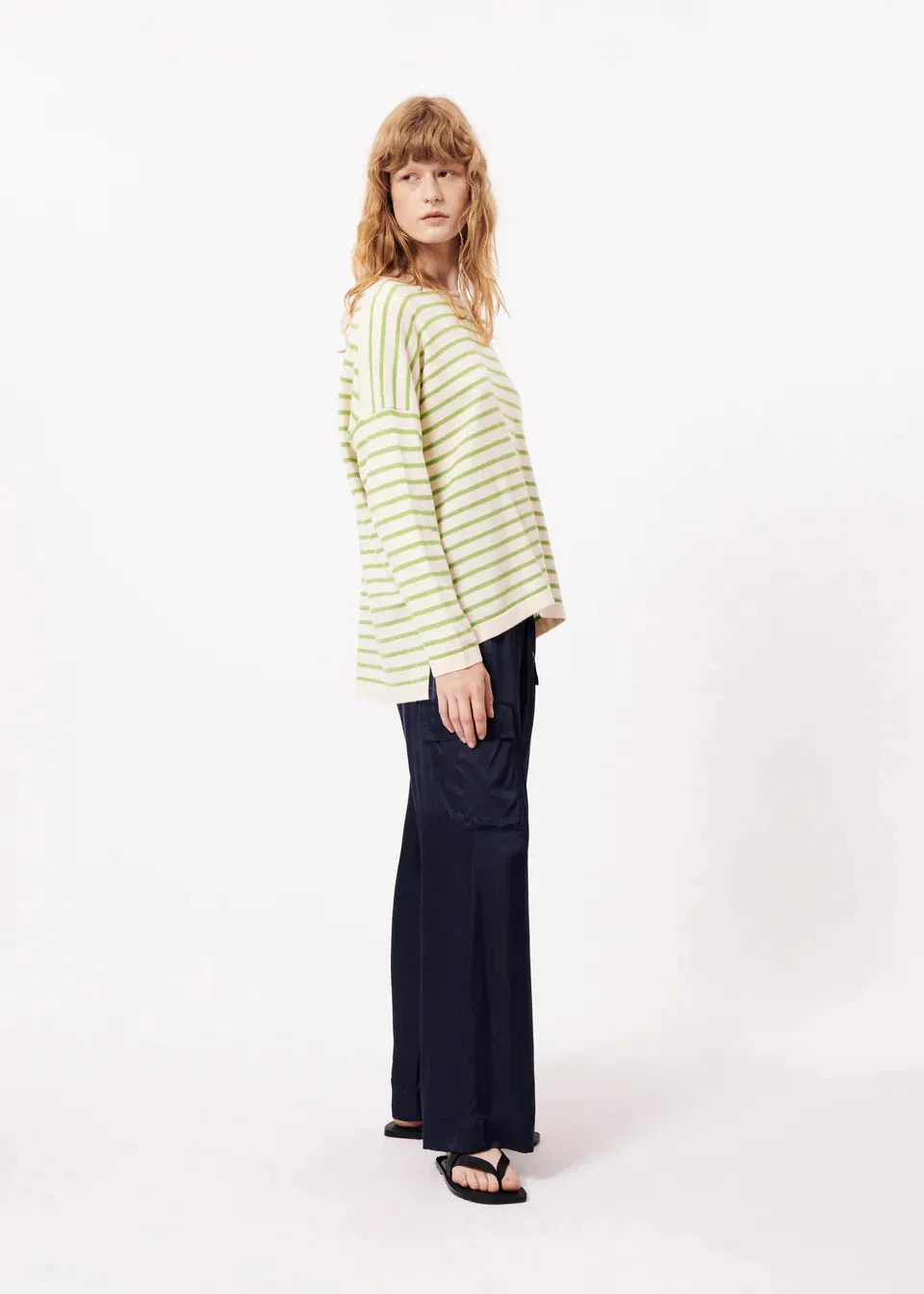 The Eileen Striped Sweater by FRNCH - Green Stripe