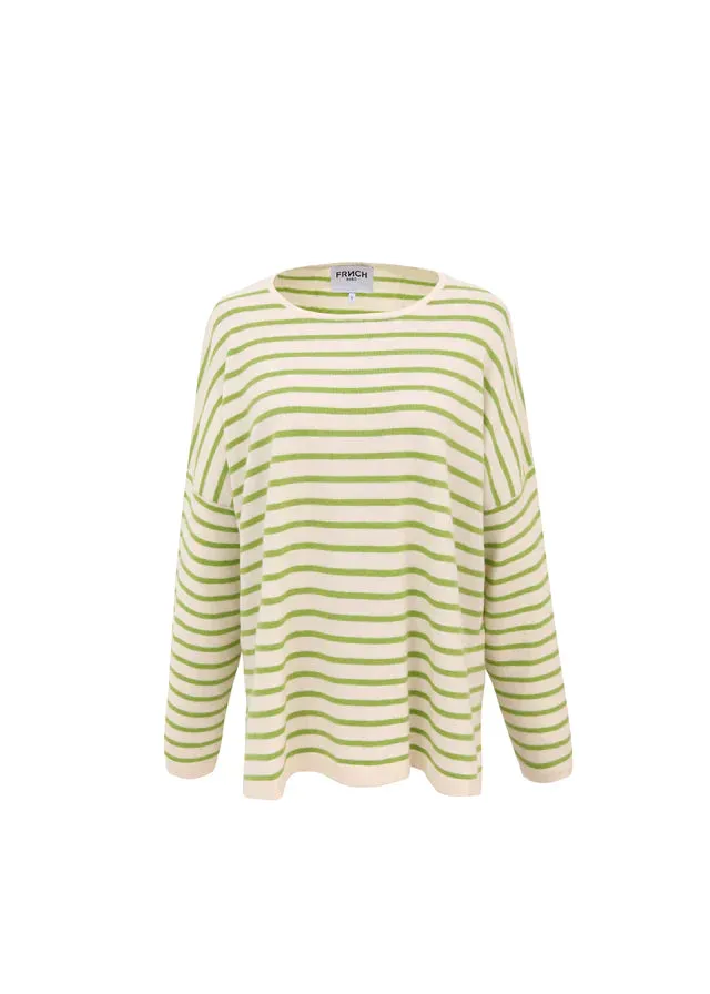 The Eileen Striped Sweater by FRNCH - Green Stripe