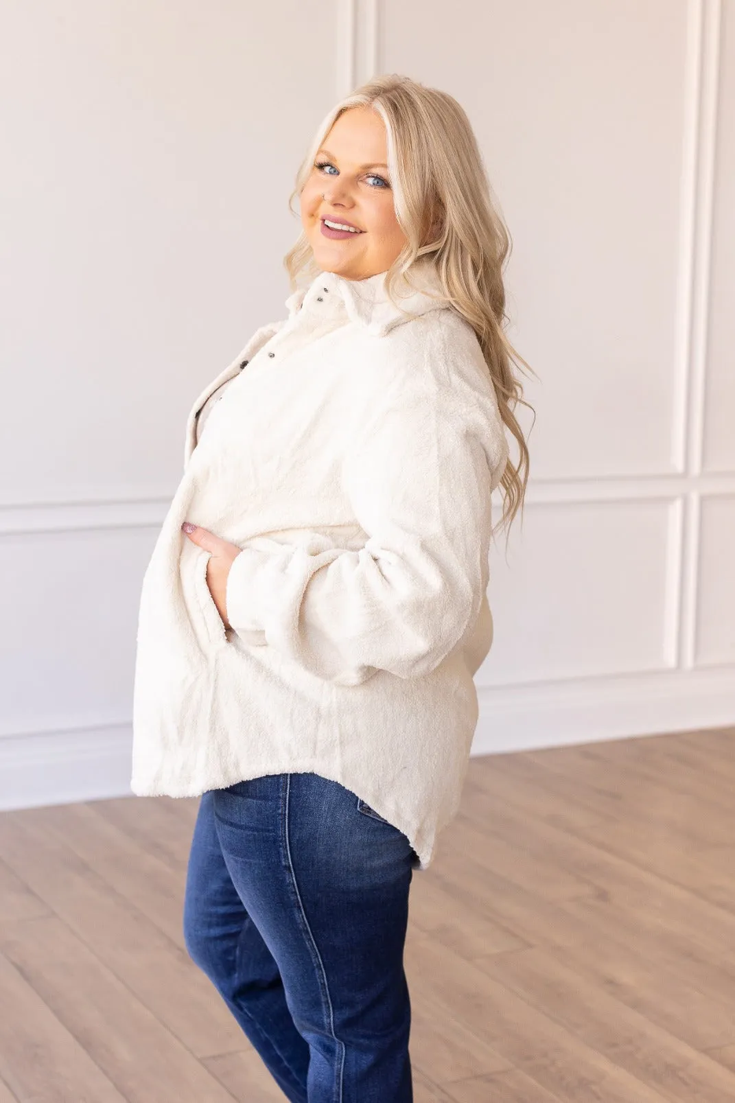 The Love Shacket Oversized Teddy Jacket, Ivory