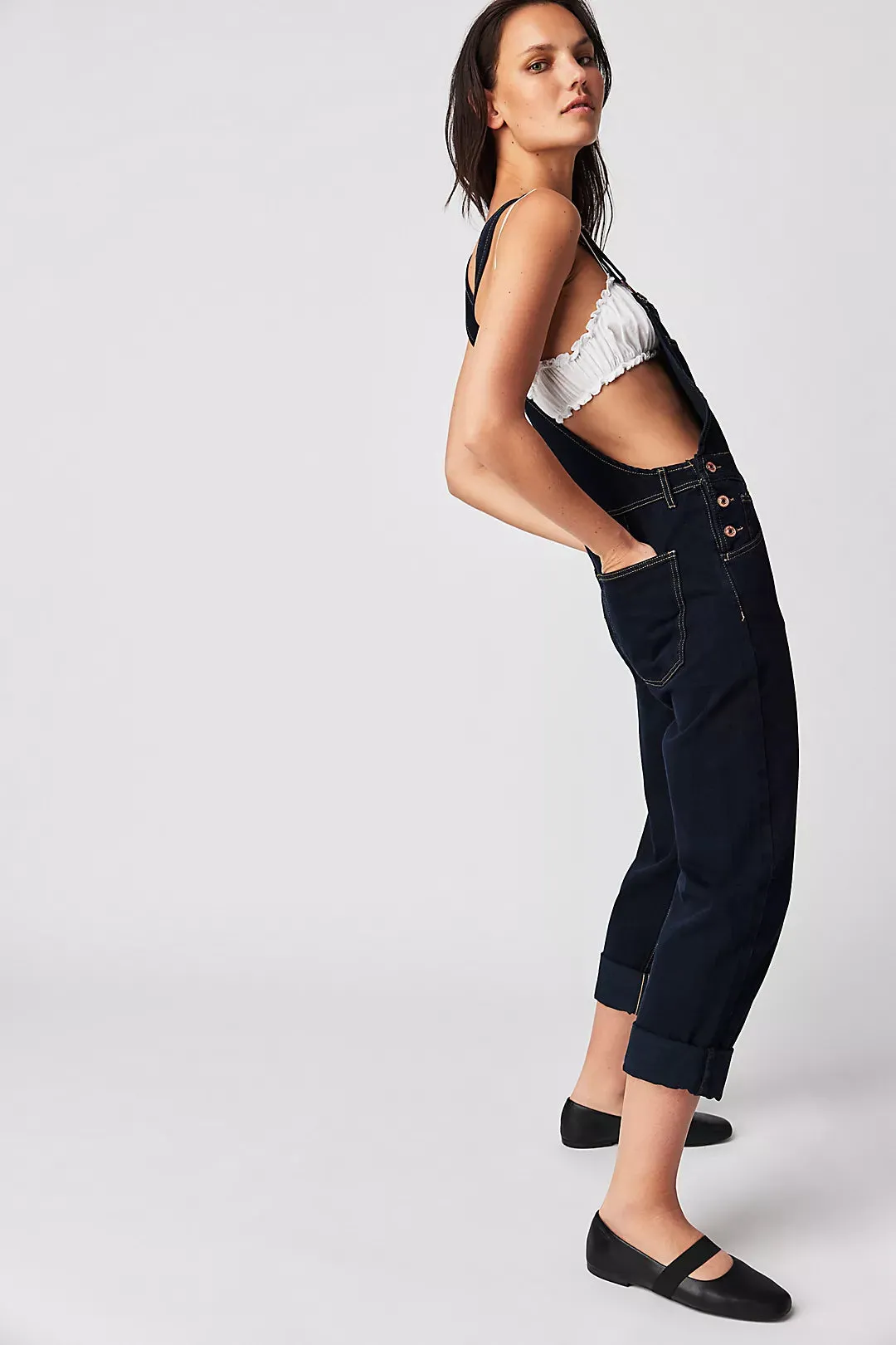 The Ziggy Overalls by Free People - Blue Black