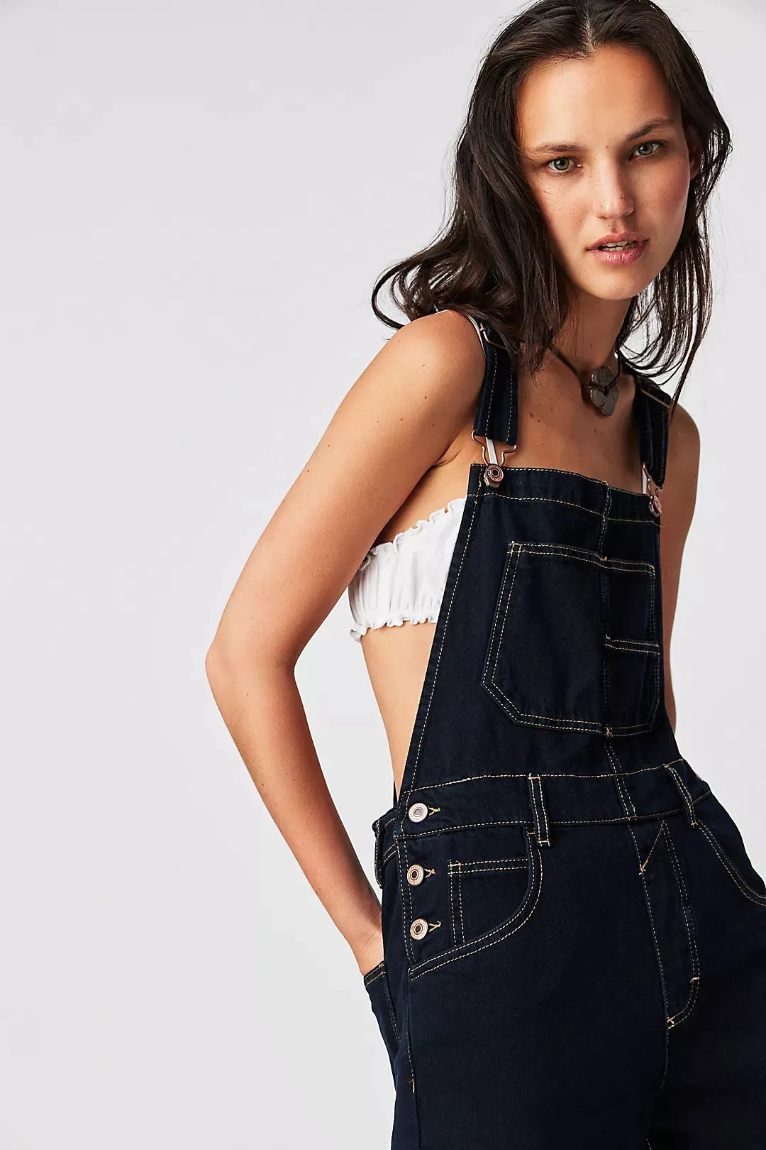 The Ziggy Overalls by Free People - Blue Black