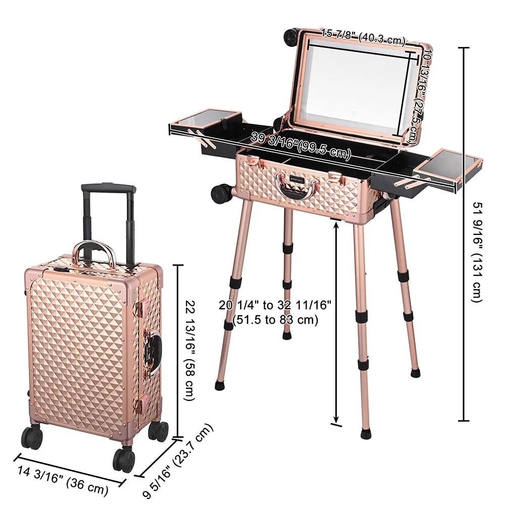 TheLAShop Artist Studio Rolling Makeup Travel Vanity Case w/ Light 15x10x23"