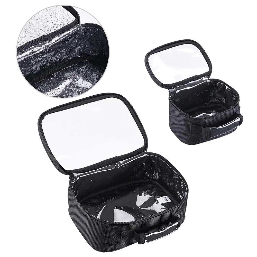 TheLAShop Cosmetic Makeup Bag Set Travel Storage Bags 2-Pack Clear/Black