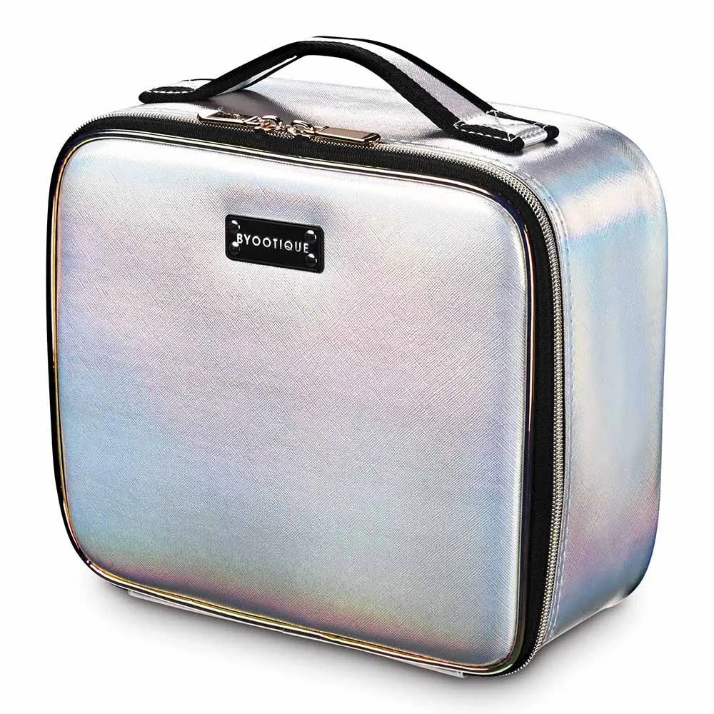 TheLAShop Iridescent Makeup Case with Mirror Brush Holder