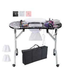 TheLAShop Mobile Nail Table with Dust Collector Foldable