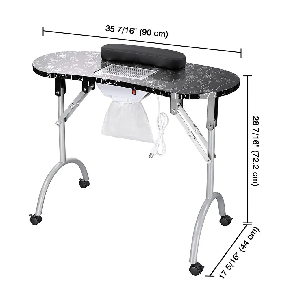 TheLAShop Mobile Nail Table with Dust Collector Foldable