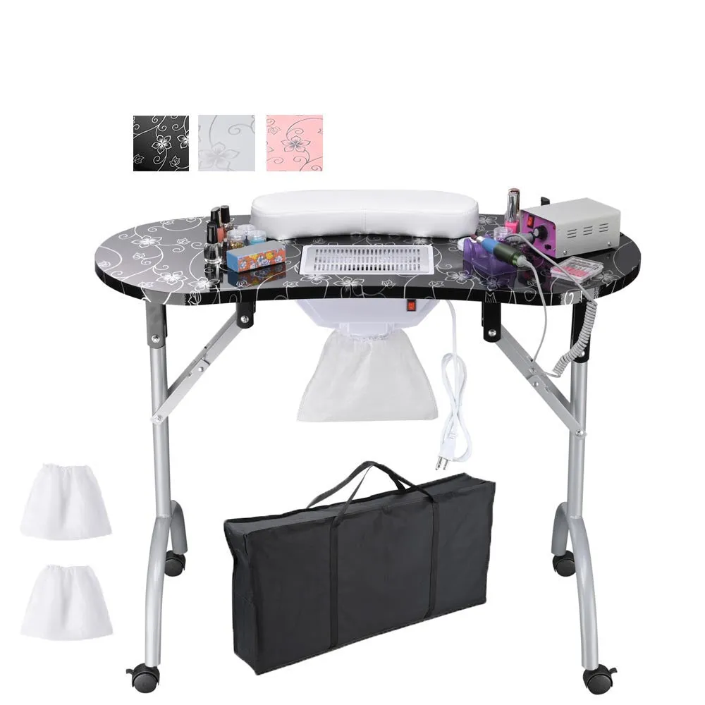 TheLAShop Mobile Nail Table with Dust Collector Foldable