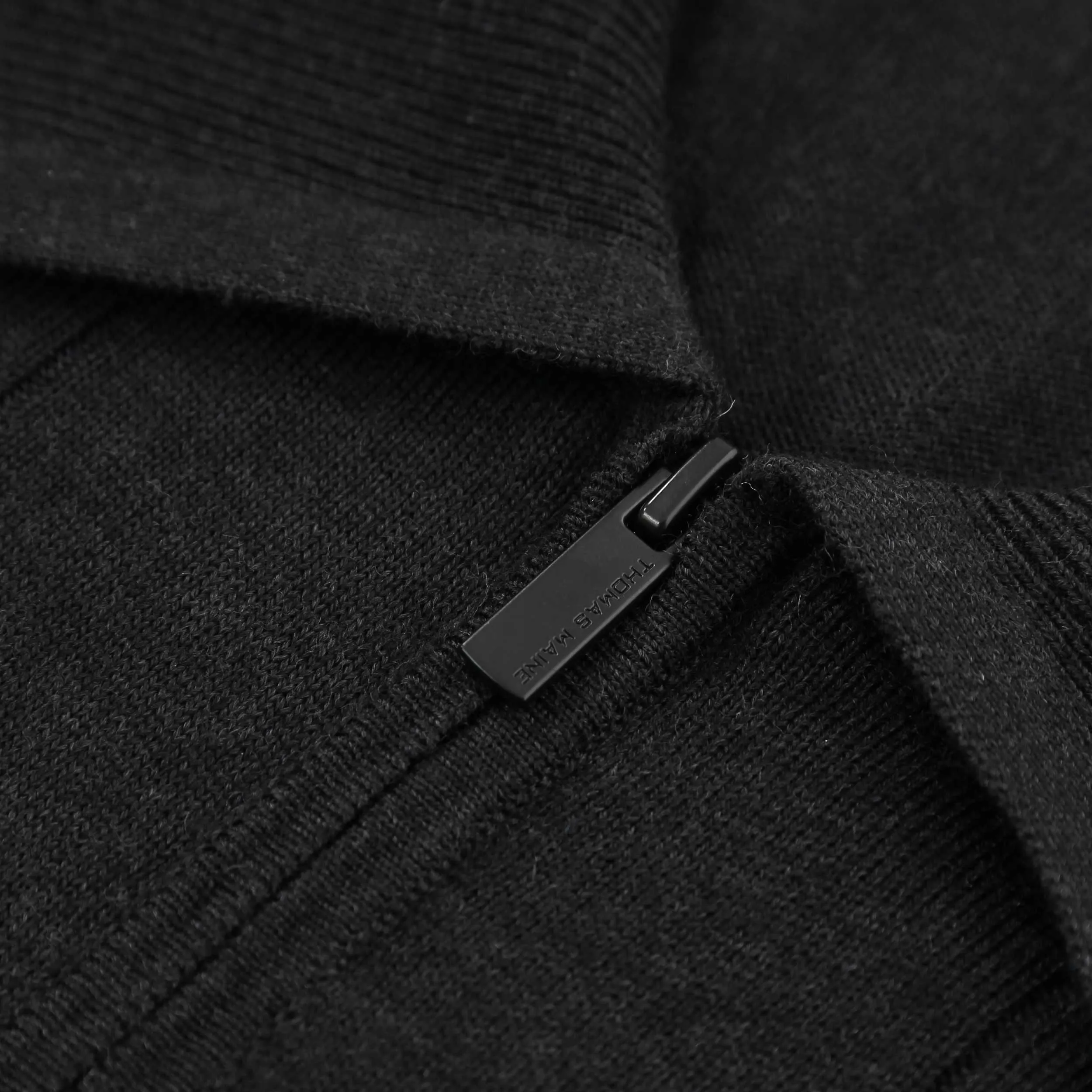 Thomas Maine Zip Thru Cardigan in Black