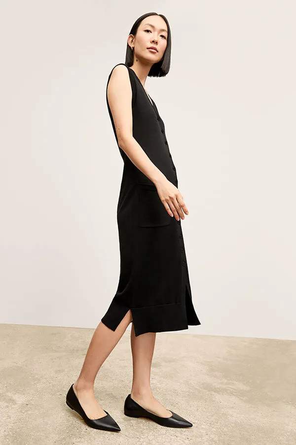 Toula Vest Dress - Cotton Silk Knit :: Black