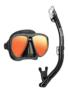 TUSA Sport Black Pro Mirror Snorkel Set