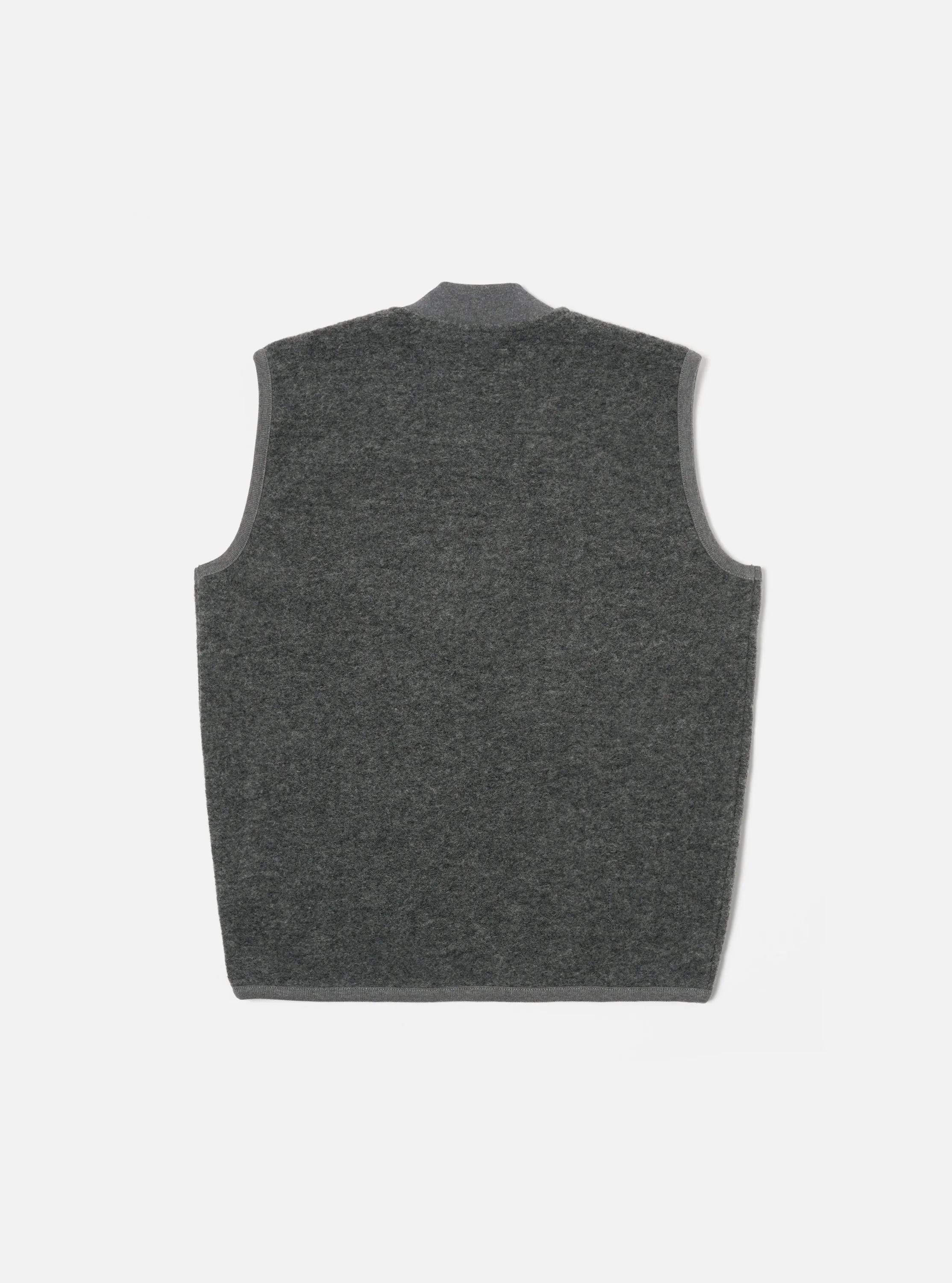 Universal Works Zip Waistcoat in Grey Marl Wool Fleece