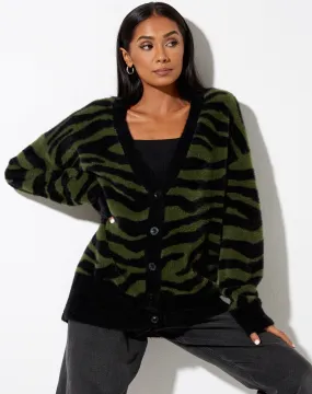 Uriela Cardi in Knit Zebra Olive and Black