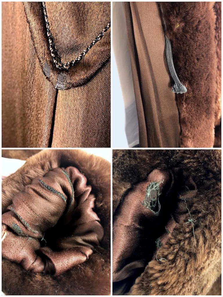 Vintage Brown Mouton Fur Long Coat