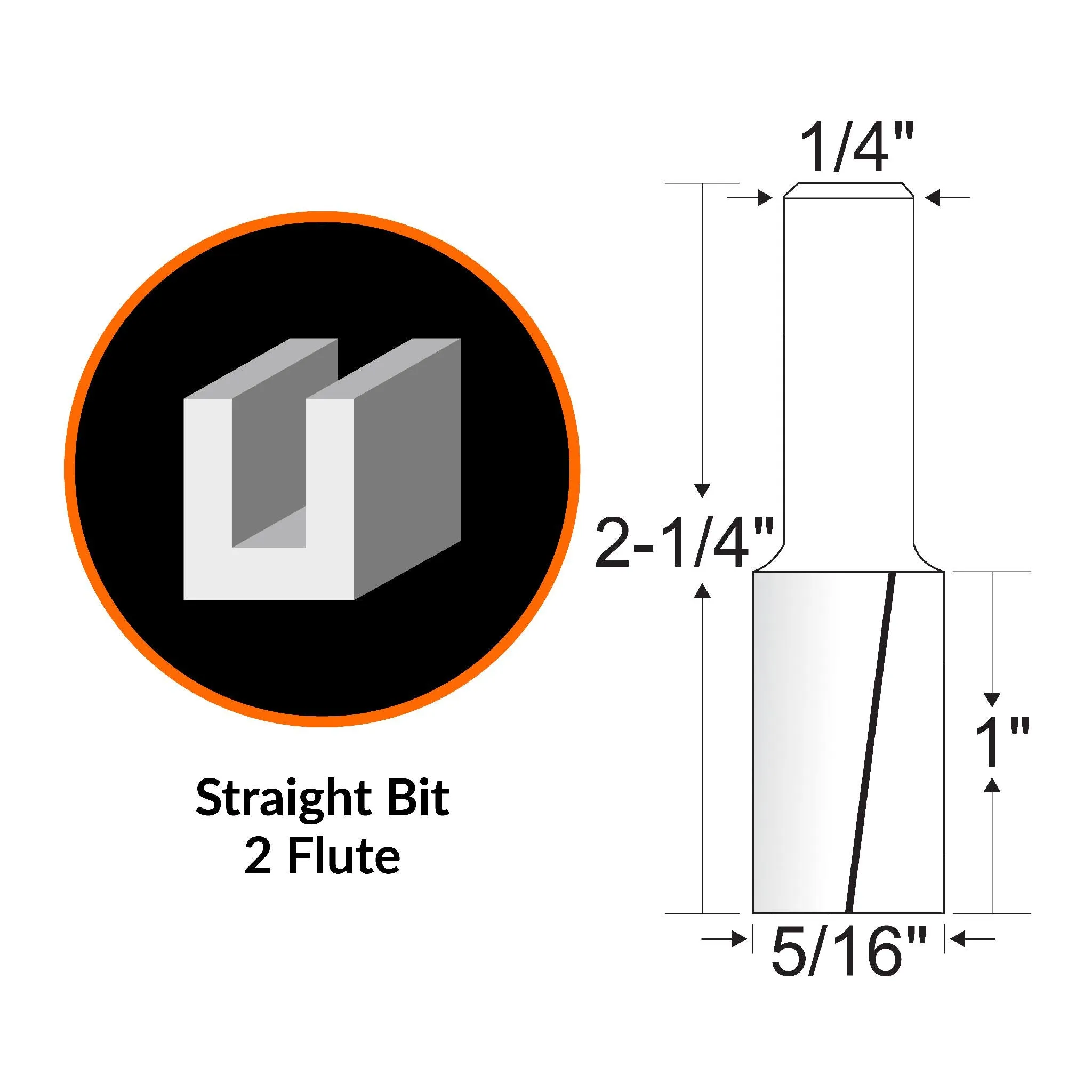 WEN RB104FF 5/16 in. Straight 2-Flute Carbide-Tipped Router Bit with 1/4 in. Shank