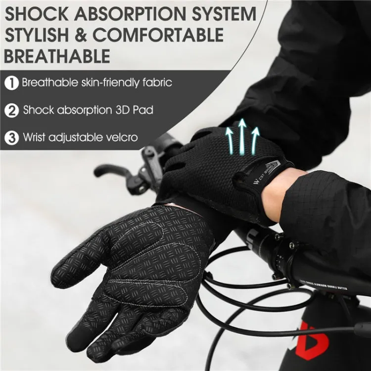 WEST BIKING YP0211223 Full-Finger Gloves For Cycling Shock Absorption Non-Slip Touch Screen Gloves, Size: L(Red)