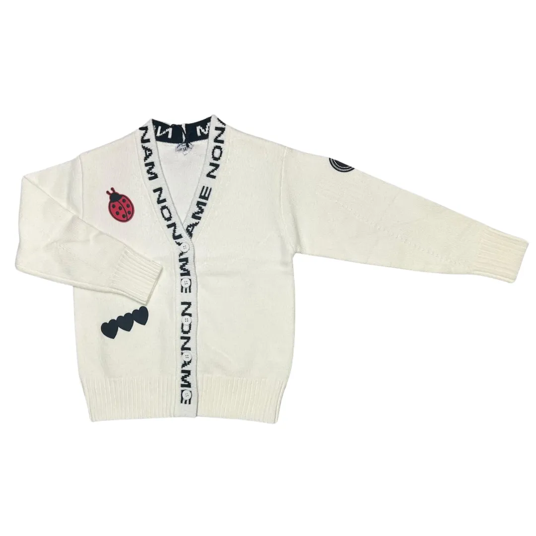 White Emoji Long Cardigan