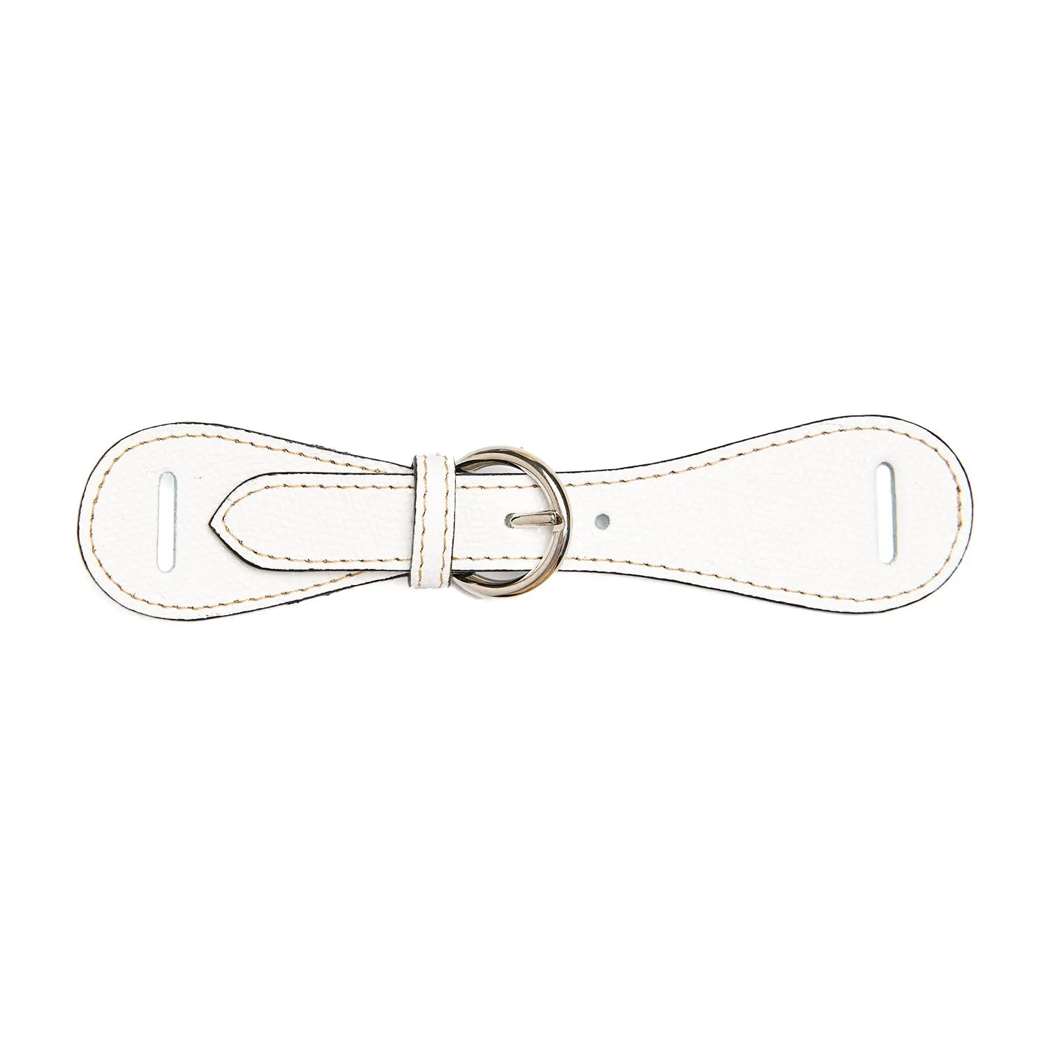 WHITE LEATHER SCARF-BUCKLE