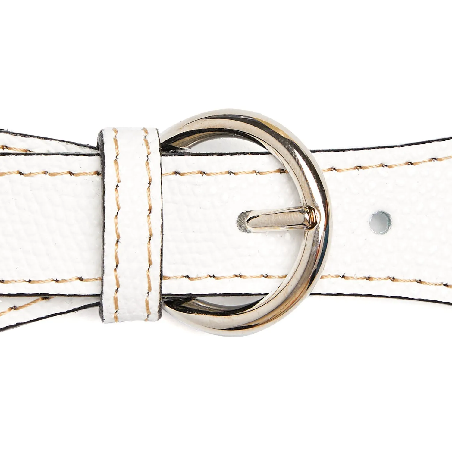 WHITE LEATHER SCARF-BUCKLE