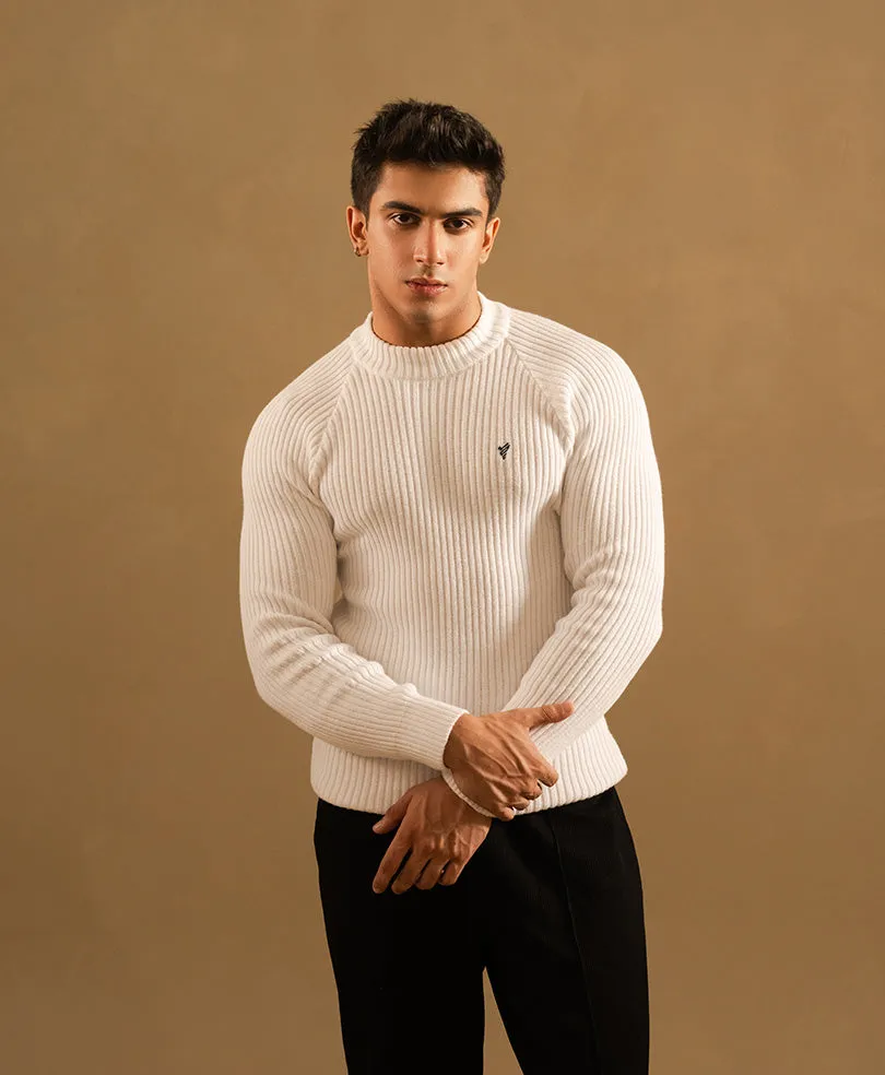 White Mock Neck Sweater