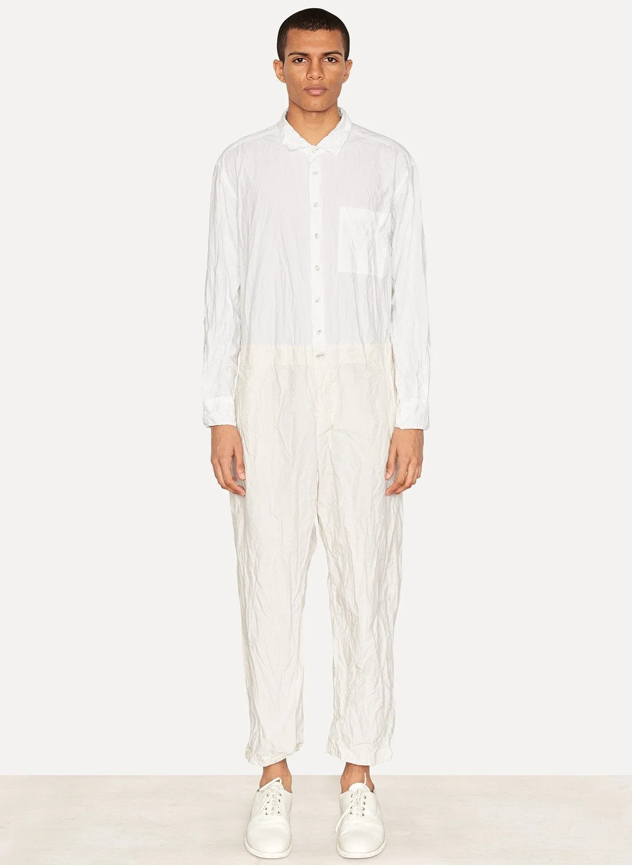 White Natural Paper Cotton Overall