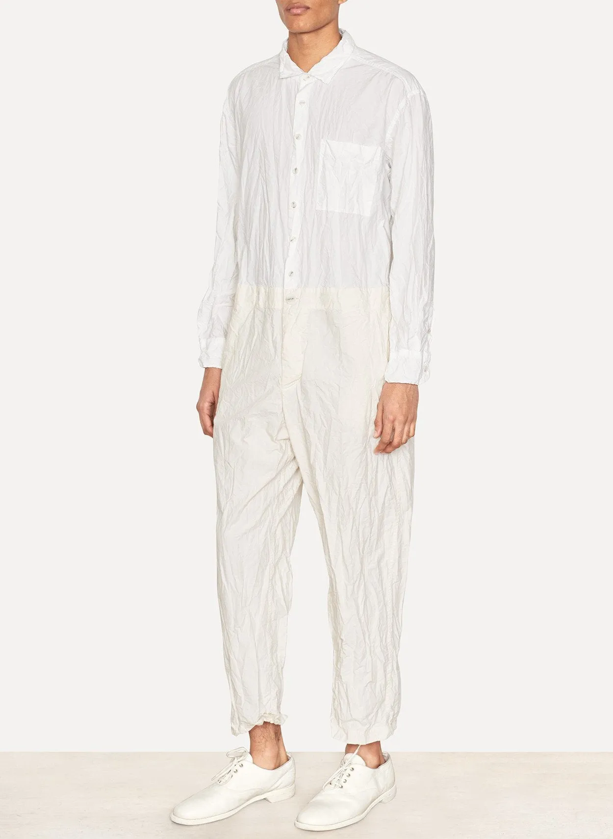 White Natural Paper Cotton Overall