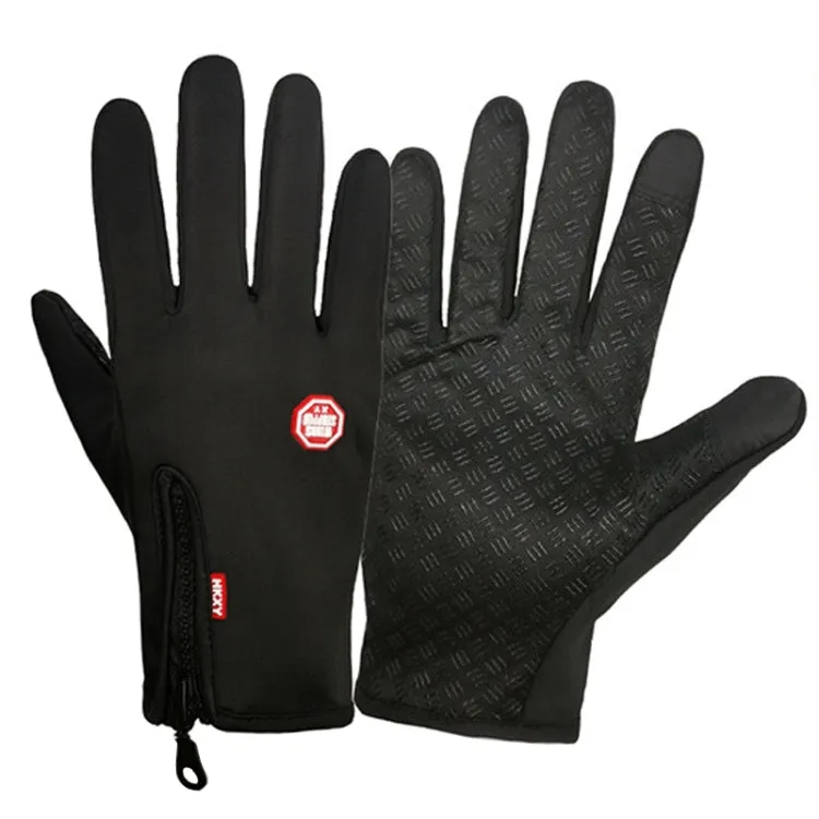 Winter Outdoor Riding Sports Waterproof Touch Screen Glove, Size: M(H041 Black)