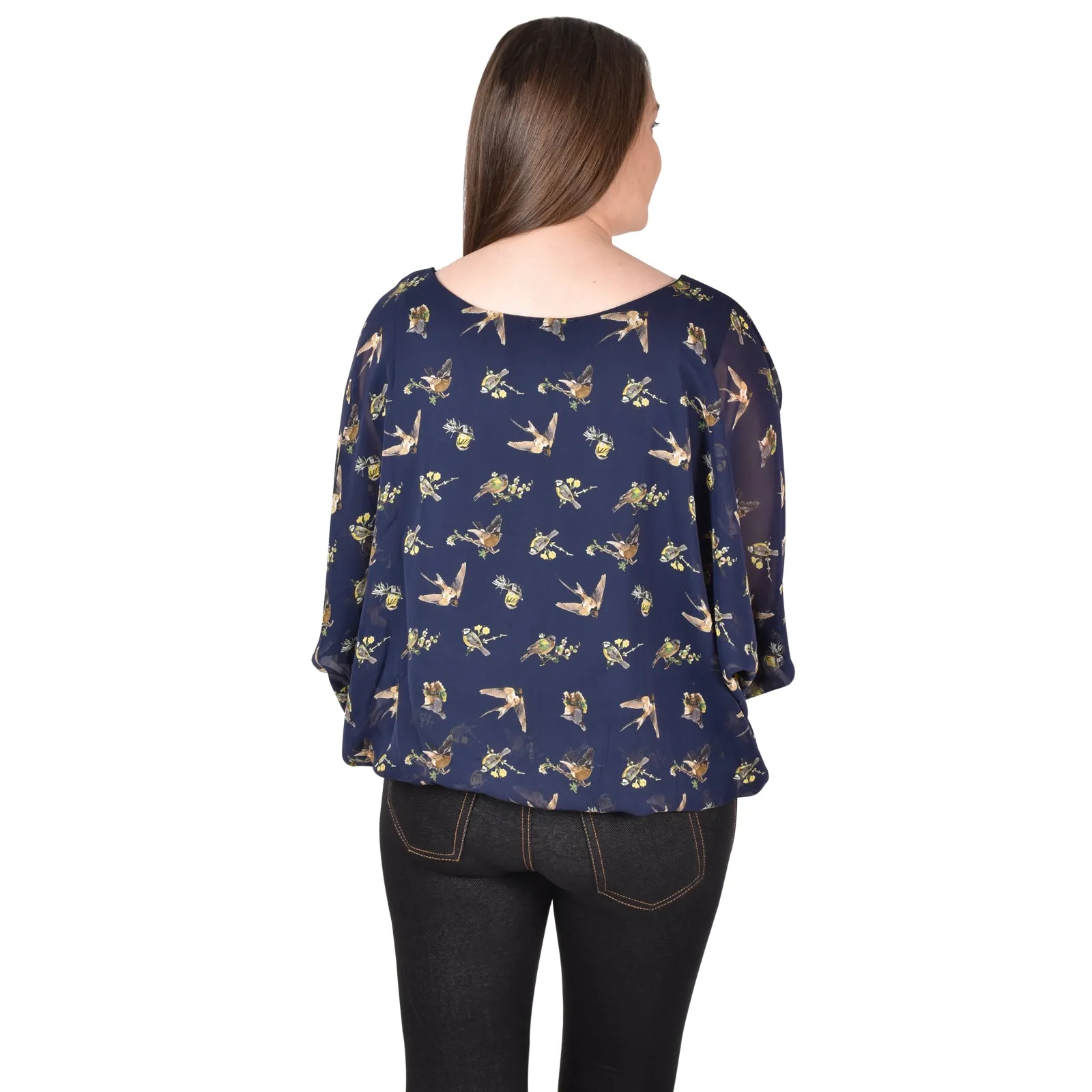 Women Oversized Bird Print Gypsy Top