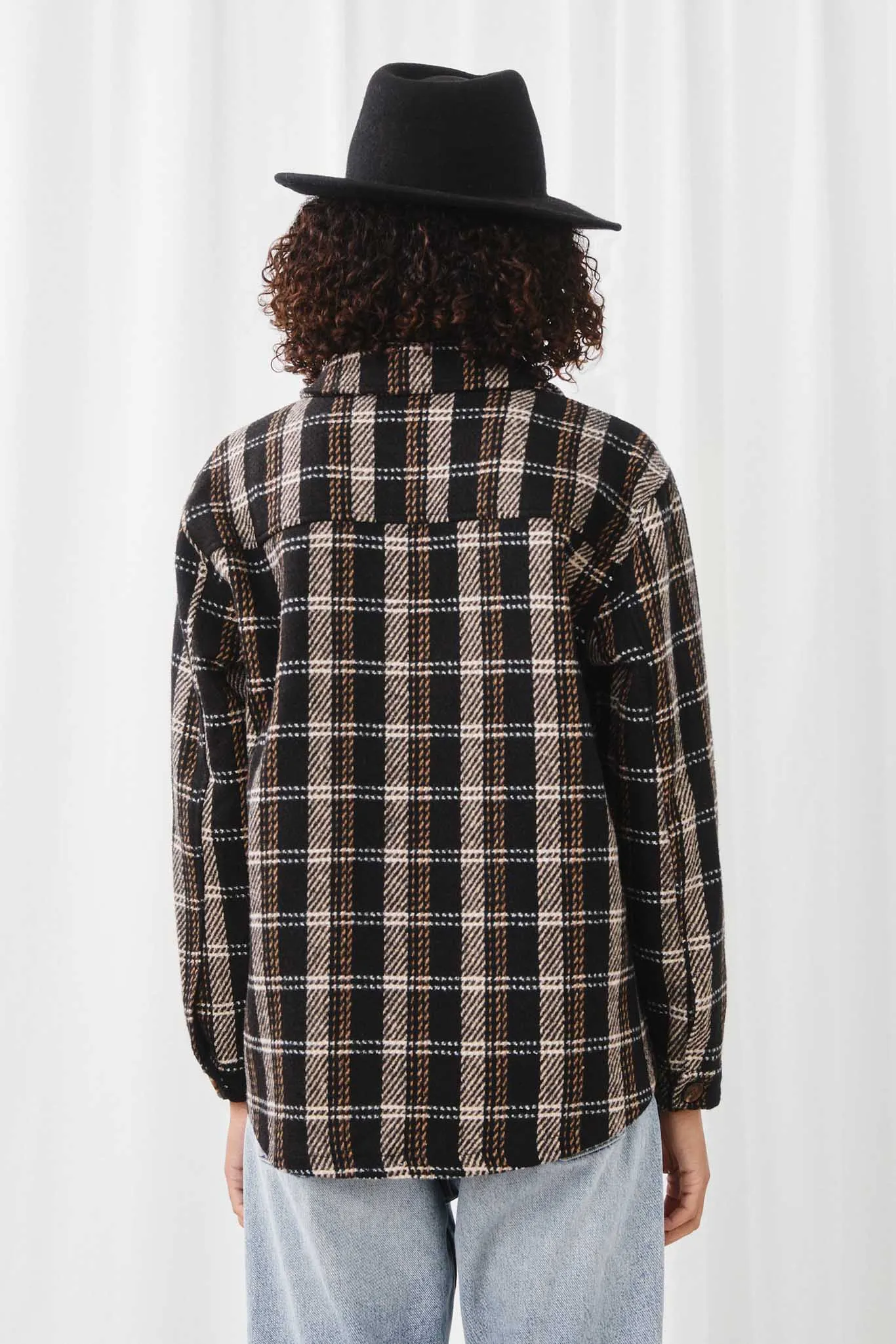 Womens Heavy Plaid Patch Pocket Shacket