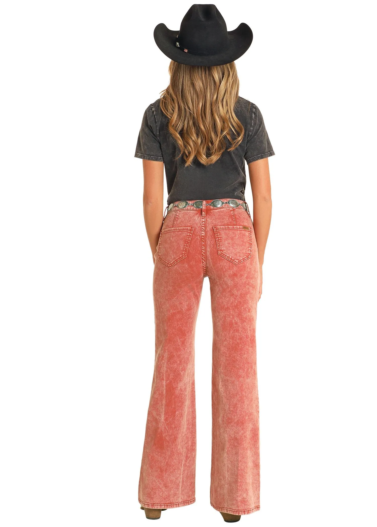 Women's Rock & Roll Button Wide Leg Jean