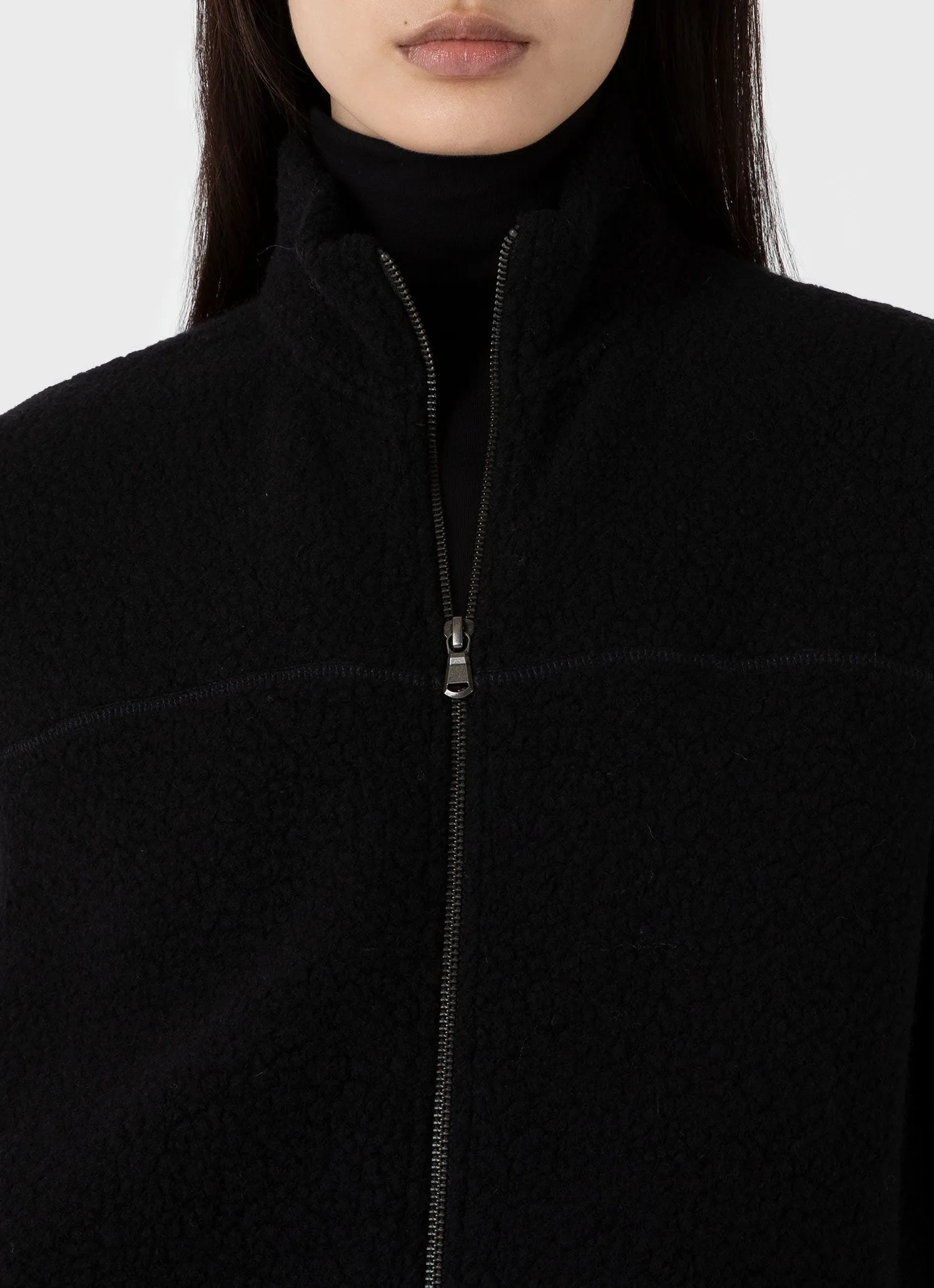 Women's Wool Fleece Gilet in Black