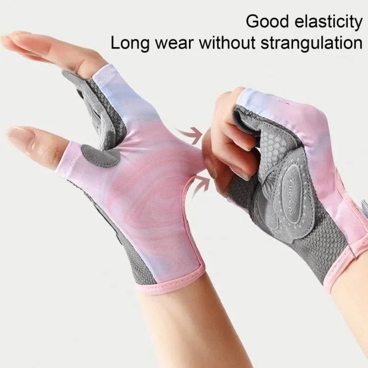 Yoga Sports Gloves Non-slip Shock-absorbing Half-finger Anti-cocoon Gloves, Size: S(Purple)