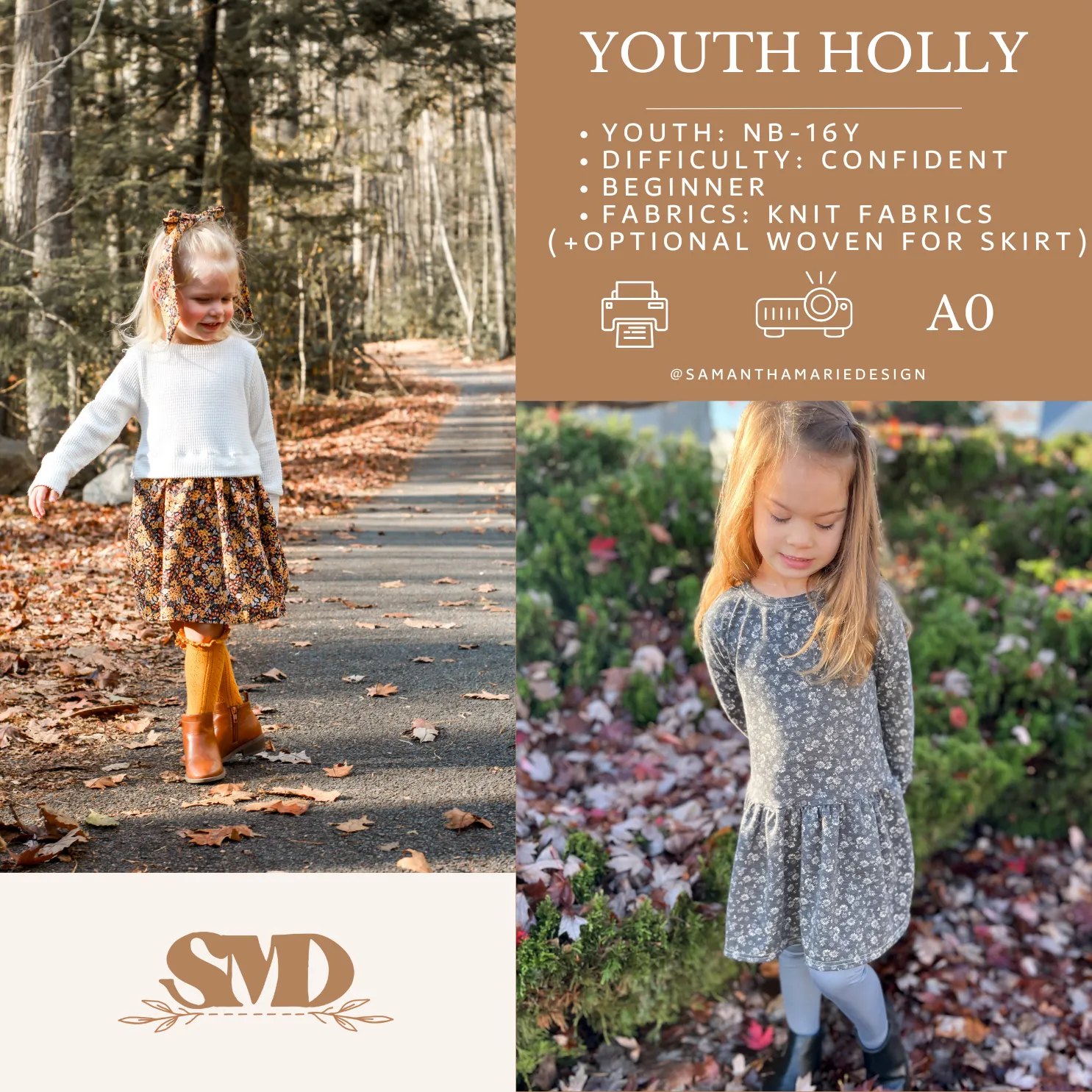 Youth Holly Sweatshirt Dress Digital Sewing Pattern Sizes NB-16Y