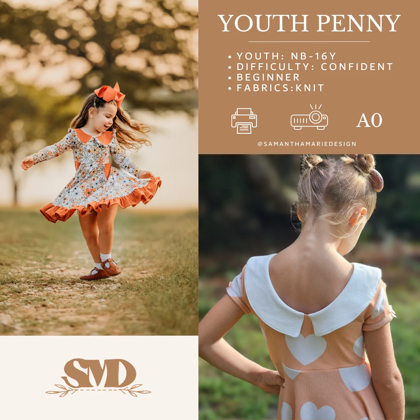 Youth Penny Top and Dress Digital Sewing Pattern Sizes NB-16Y